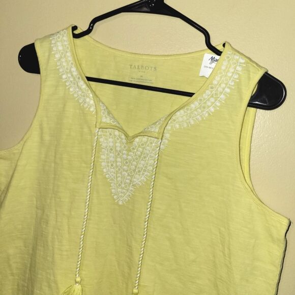 New Talbots Yellow Embroidered Sleeveless Top Medium - Picture 3 of 9